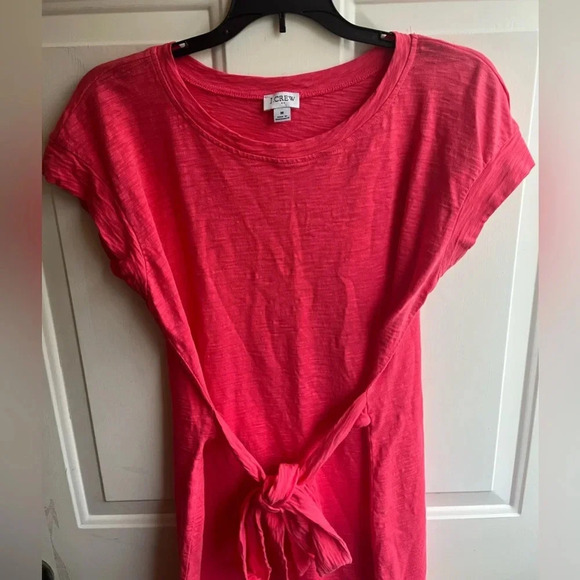 J. crew Short-sleeve cotton slub- knit tie-waist pink T-shirt dress in medium - Picture 4 of 7